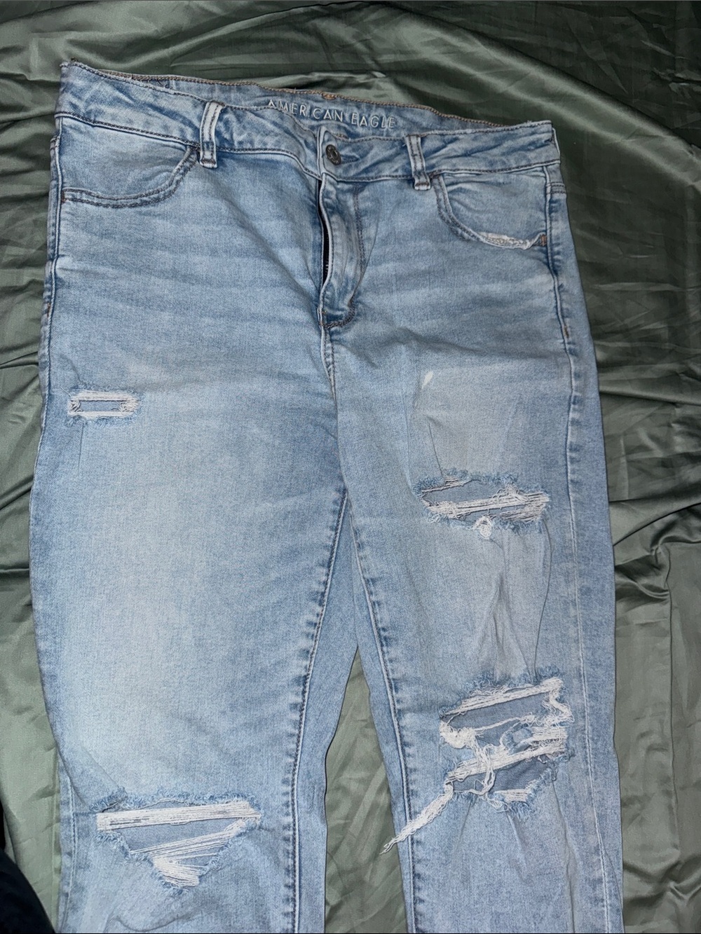 American Eagle Outfitters Light Blue Ripped Skinny Jeans